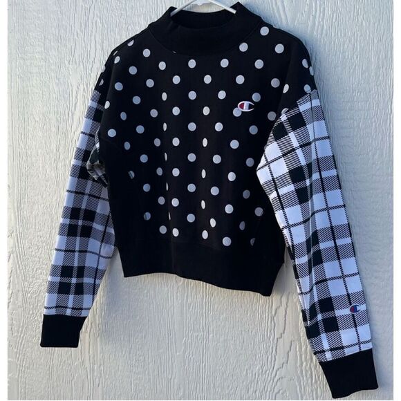 Champion Reverse Wave Sweatshirt Pullover size M Black and white polka dot - Picture 3 of 6